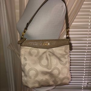 Coach “Ashley” Shoulder Bag, Cream/British Tan